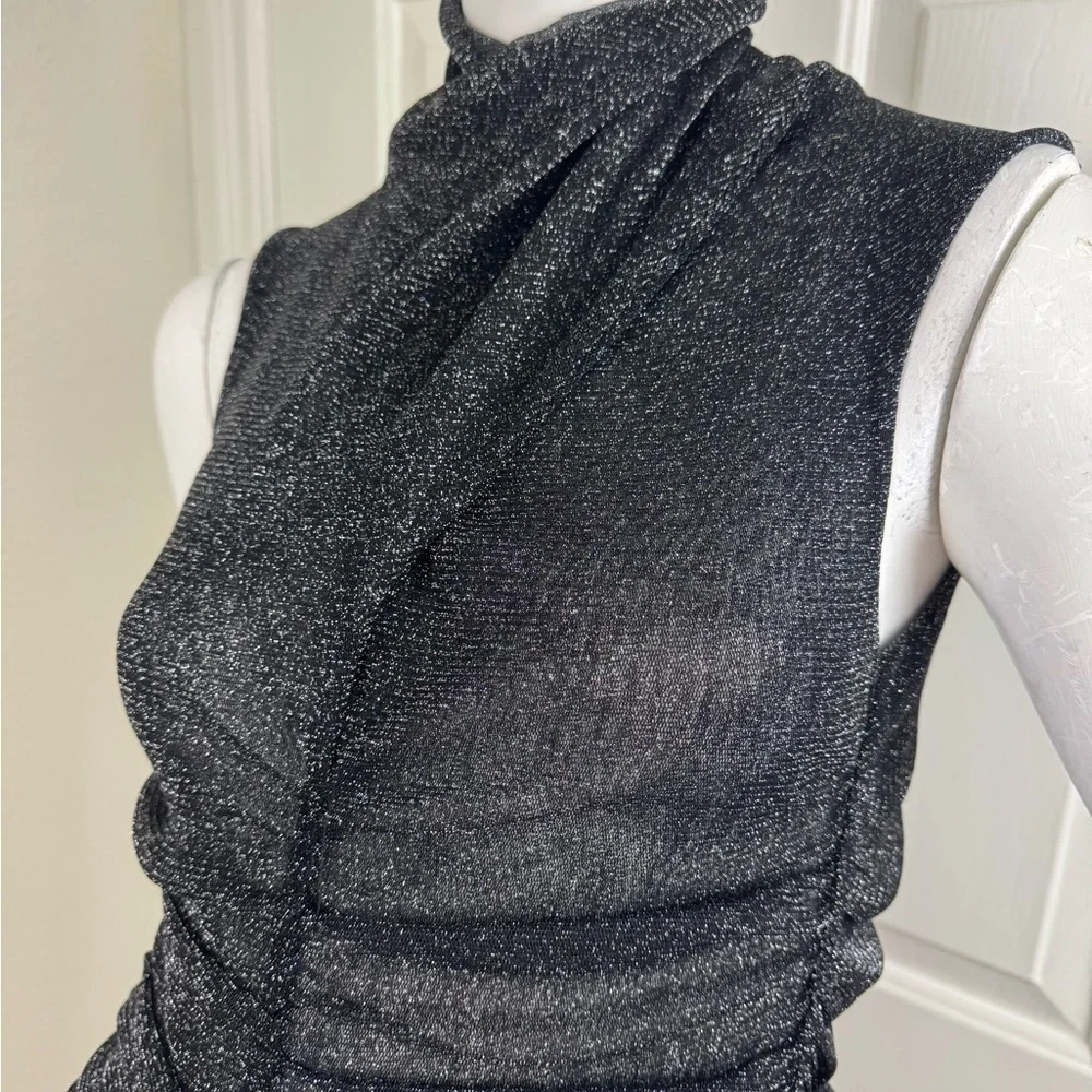 ALLSAINTS Tia Metallic Dress Gunmetal Sleeveless SIZE 4. A38